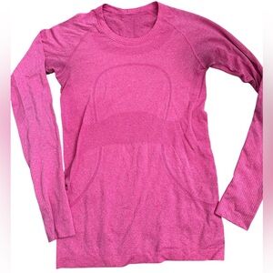 A397 Lululemon hot Pink swiftly long sleeve longer original length sz 6 FLAWED
